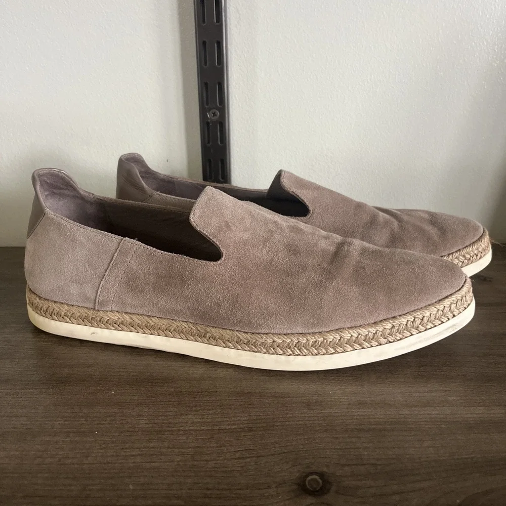 Vince Acker Espadrille Suede Comfort Shoes Womens 9.5 M Tan Slip On Flats‎